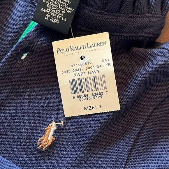 Brand New Polo Ralph Lauren Navy Blue Polo Shirt Ruffle Collar Embroidered Pony - Picture 9 of 10